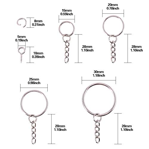 Swpeet 300Pcs Sliver Key Chain Rings Kit, 100Pcs Keychain Rings wi...