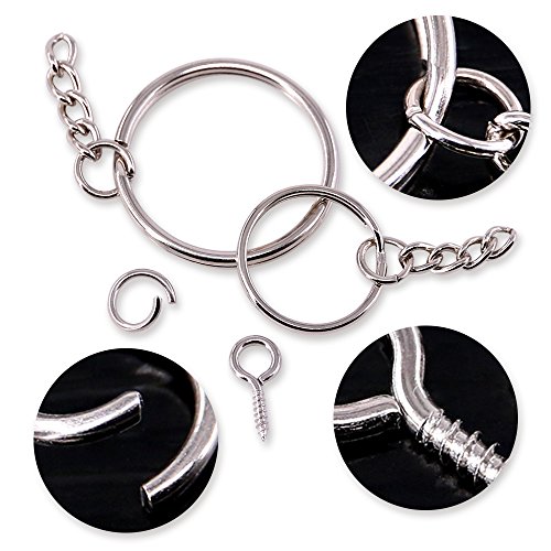 Swpeet 300Pcs Sliver Key Chain Rings Kit, 100Pcs Keychain Rings wi...