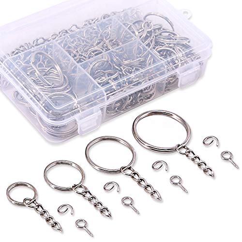Swpeet 300Pcs Sliver Key Chain Rings Kit, 100Pcs Keychain Rings wi...