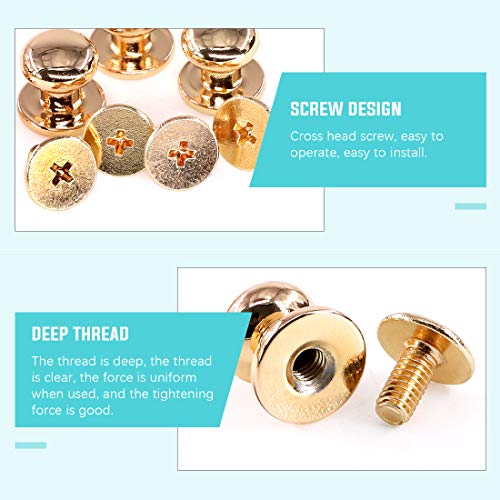 Swpeet 30Sets Gold 8x10x10mm Chicago Screws Round Head Button Stud...