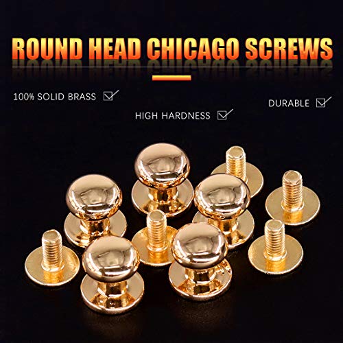 Swpeet 30Sets Gold 8x10x10mm Chicago Screws Round Head Button Stud...