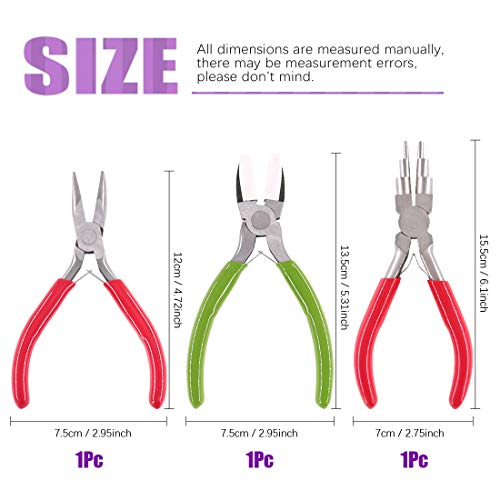 Swpeet 3Pcs Jewelry Pliers Kit, Including 6-in-1 Bail Making Loopi...