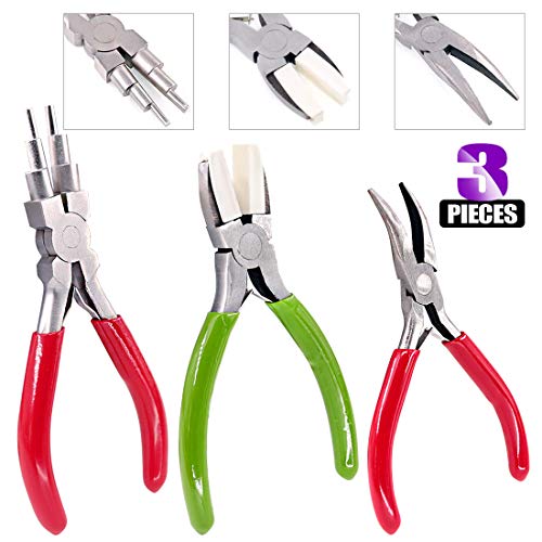 Swpeet 3Pcs Jewelry Pliers Kit, Including 6-in-1 Bail Making Loopi...