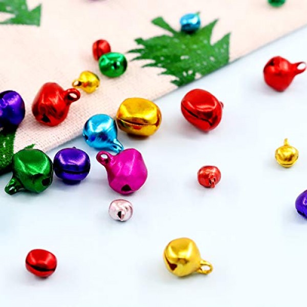 Swpeet 403Pcs Colorful 4 Sizes Christmas Jingle Bells Assortment K...