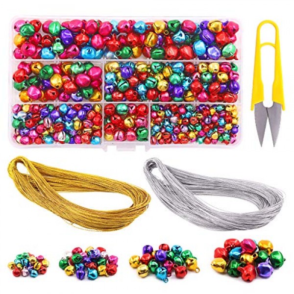 Swpeet 403Pcs Colorful 4 Sizes Christmas Jingle Bells Assortment K...