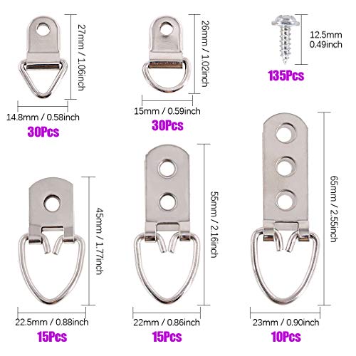 Swpeet 415Pcs Picture Hangers Kit with Screws, Heavy Duty Assorted...