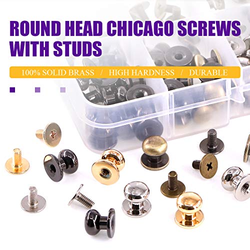 Swpeet 48Sets 4 Colors 8x10x10mm Chicago Screws Round Head Button ...