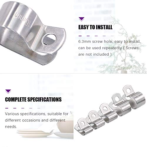 Swpeet 50Pcs 304 Stainless Steel 6mm-16mm Vinyl Coated Cable Clamp...