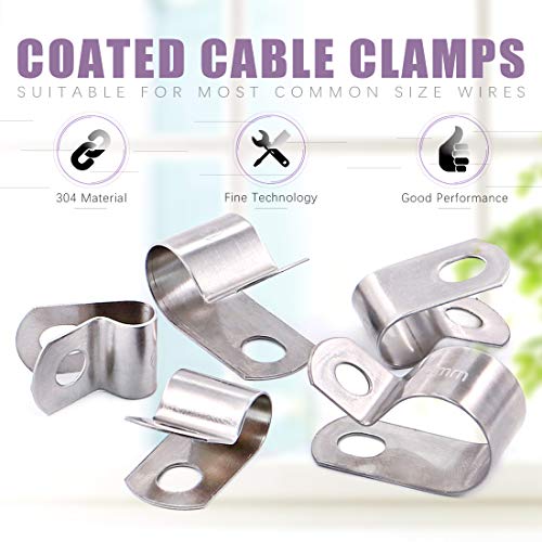 Swpeet 50Pcs 304 Stainless Steel 6mm-16mm Vinyl Coated Cable Clamp...