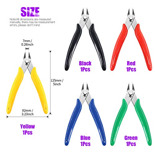 Swpeet 5Pack Precision Electronic Wire Flush Cutters Kit, 5 Inch M...