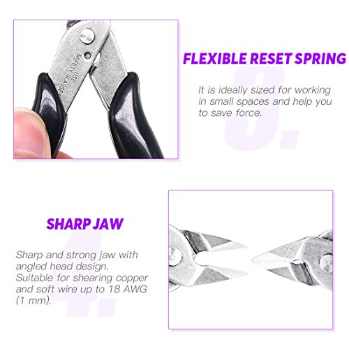 Swpeet 5Pack Precision Electronic Wire Flush Cutters Kit, 5 Inch M...