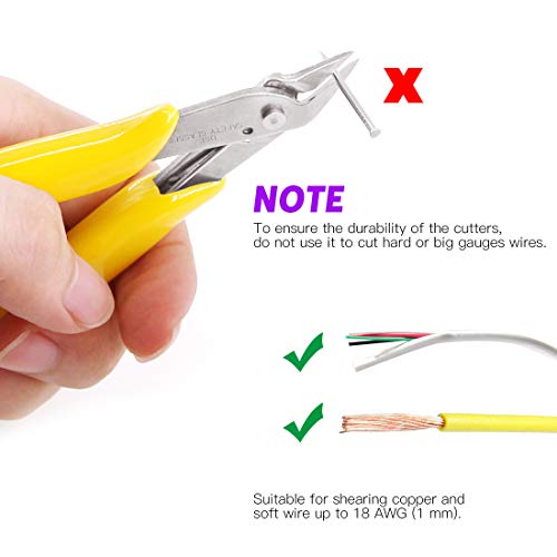 Swpeet 5Pack Precision Electronic Wire Flush Cutters Kit, 5 Inch M...