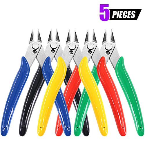 Swpeet 5Pack Precision Electronic Wire Flush Cutters Kit, 5 Inch M...