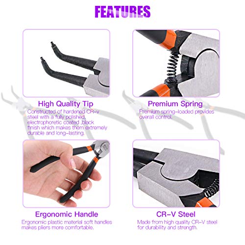 Swpeet 8Pcs Snap Ring Pliers with Pick and Hook Set, 4Pcs Heavy Du...