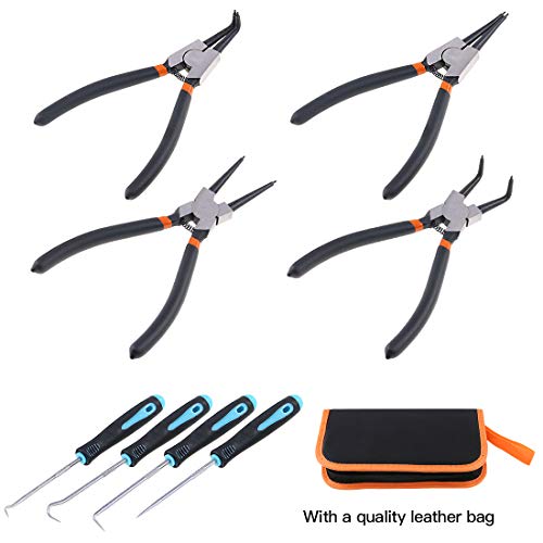 Swpeet 8Pcs Snap Ring Pliers with Pick and Hook Set, 4Pcs Heavy Du...
