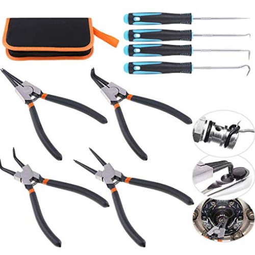 Swpeet 8Pcs Snap Ring Pliers with Pick and Hook Set, 4Pcs Heavy Du...