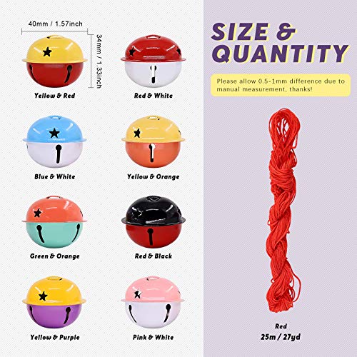 Swpeet 9Pcs Colorful Christmas Jingle Bells Kit,8 Colors Metal Bel...