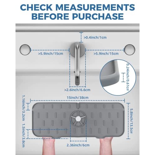 Kitchen Sink Splash Guard - Silicone Faucet Handle Drip Catcher Tr...