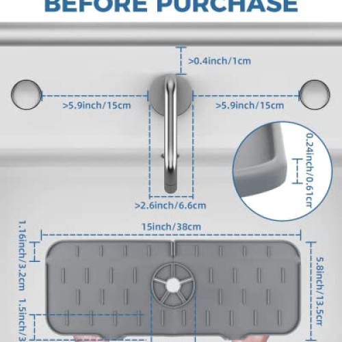 Kitchen Sink Splash Guard - Silicone Faucet Handle Drip Catcher Tr...