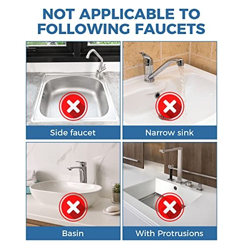 Kitchen Sink Splash Guard - Silicone Faucet Handle Drip Catcher Tr...