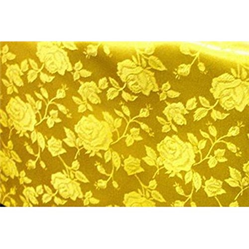 Floral Jacquard Brocade Satin Fabric by The Yard Yellow