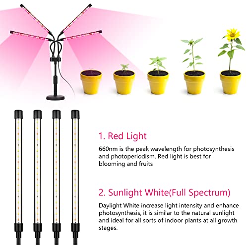 Grow Lights for Indoor Plants, Four Head LED Grow Light with Full ...