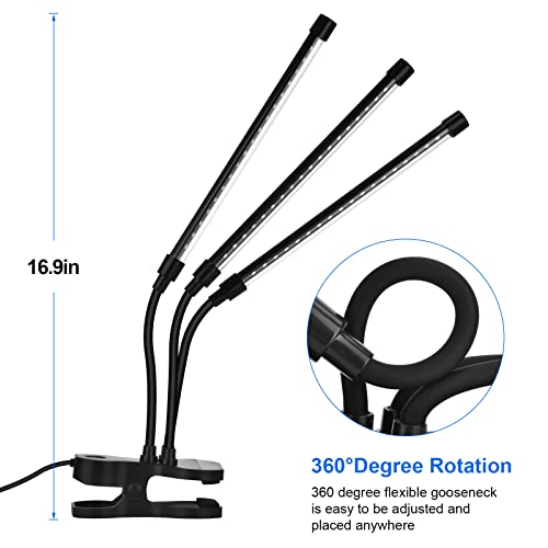 SYEIORAOM Grow Lights for Indoor Plants, 3 Head Desk Clip Full Spe...