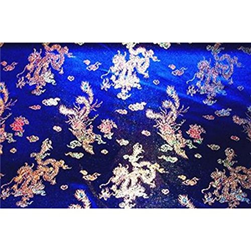 Chinese Faux Silk Dragon Peacock Brocade Satin Fabric Sold by The ...