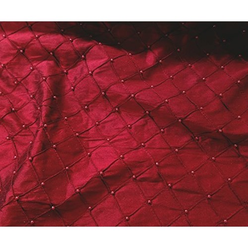 Diamond Pintuck Dupioni Shantung with Embroidery 100% Silk Fabric,...