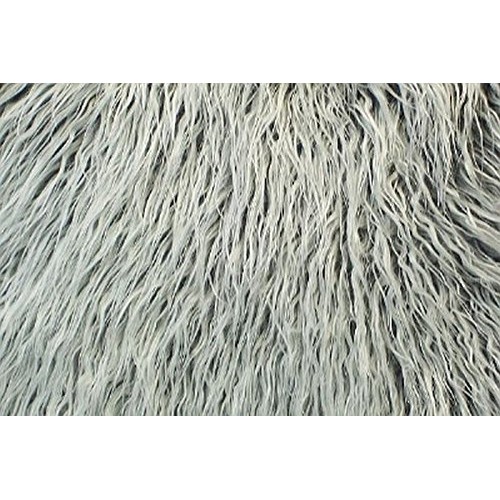 Mongolian Long Pile Faux Fur Fabric Frosted Grey