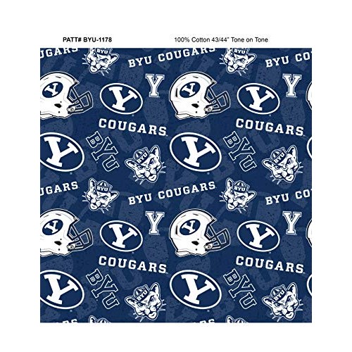 Brigham Young BYU Cotton Fabric with New Tone ON Tone Design Newes...