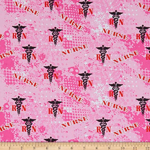Nurse Abstract Geo Logo Pink Cotton Military Prints Fabric by The ...