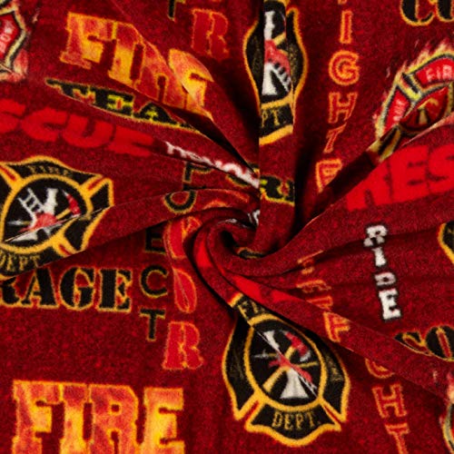 Sykel Enterprises Firefighter Red Heather Fleece Fabric Fabric by ...