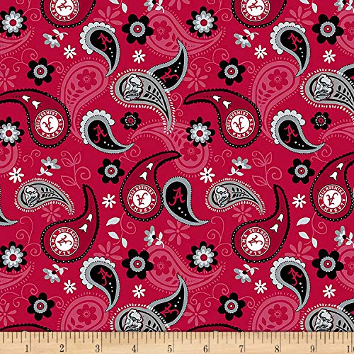 Sykel Enterprises NCAA Alabama Paisley Cotton, Fabric by the Yard