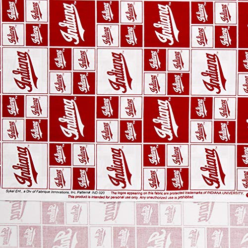Sykel Enterprises NCAA Indiana Box All Over Cotton Broadcloth Red/...