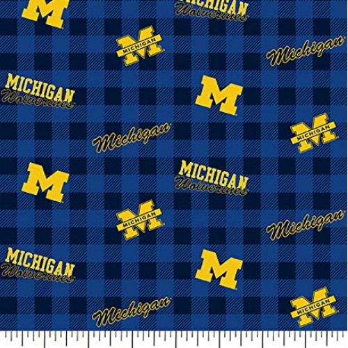 University of Michigan Cotton Fabric Buffalo Plaid Design-Newest P...