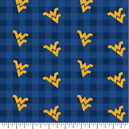 WEST Virginia University Cotton Fabric Buffalo Plaid Design-Newest...