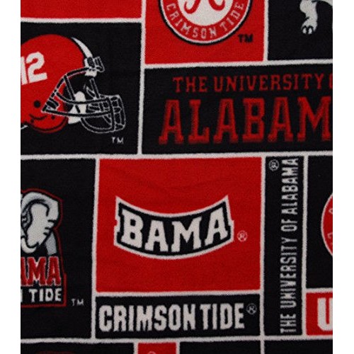 College University of Alabama Crimson Tide 012 Print Fleece Fabric...
