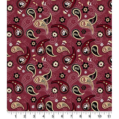 Florida State FSU Cotton Fabric with Paisley Design-Newest Pattern...