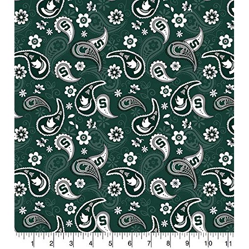 Michigan State Cotton Fabric with Paisley Design-Newest Pattern-Mi...
