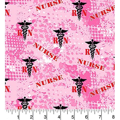 Nurses Cotton Fabric-Nurse Cotton Fabric with Abstract Geometric D...