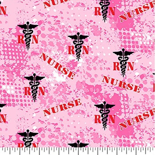 Nurses Cotton Fabric-Nurse Cotton Fabric with Abstract Geometric D...