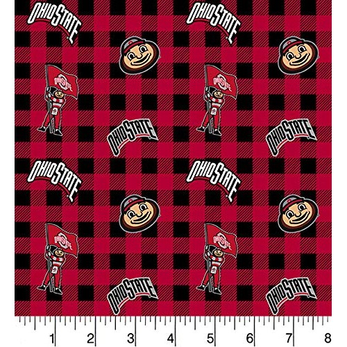 Ohio State University Cotton Fabric Buffalo Plaid Design-Newest Pa...