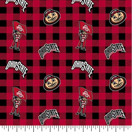 Ohio State University Cotton Fabric Buffalo Plaid Design-Newest Pa...