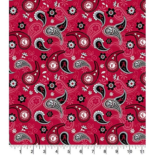 University of Alabama Cotton Fabric with Paisley Design-Newest Pat...