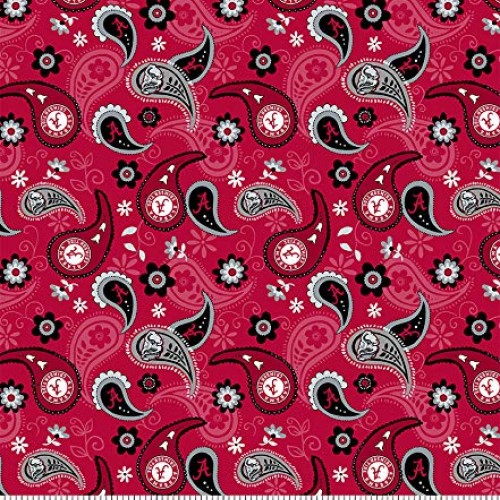University of Alabama Cotton Fabric with Paisley Design-Newest Pat...