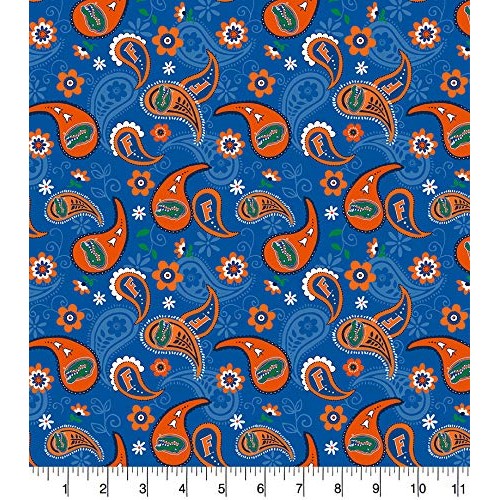 University of Florida Cotton Fabric with Paisley Design-Newest Pat...
