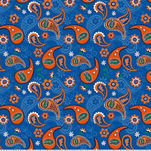 University of Florida Cotton Fabric with Paisley Design-Newest Pat...