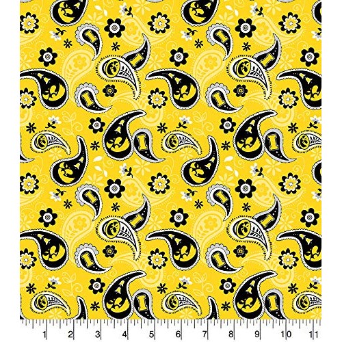 University of Iowa Cotton Fabric with Paisley Design-Newest Patter...