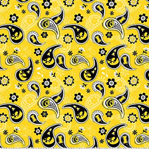 University of Iowa Cotton Fabric with Paisley Design-Newest Patter...